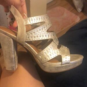Silver dancing heels, tried on once